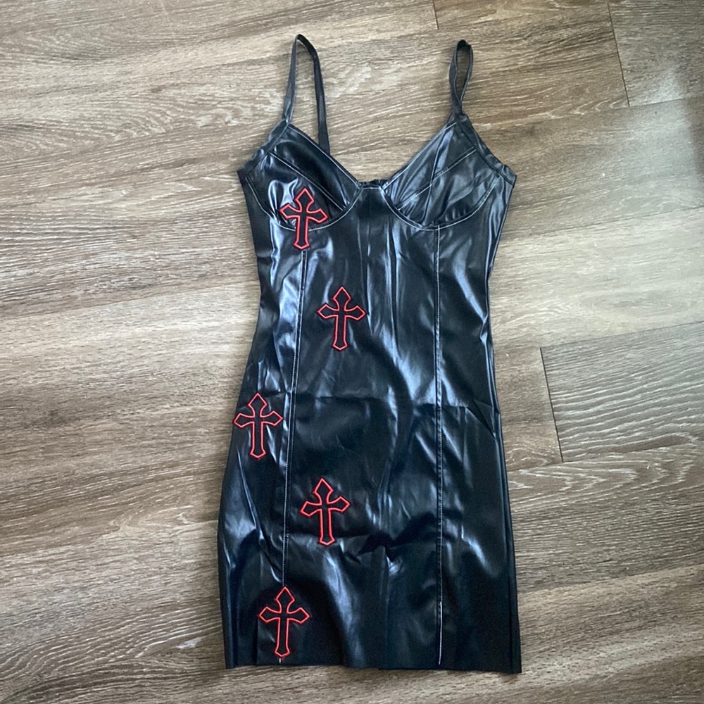 Pleather cross dress NEW